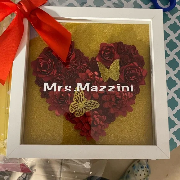 8 X 8 Red  Heart Shadow Box | Custom Text | Birthday Gift | Anniversary - Picture 3 of 8